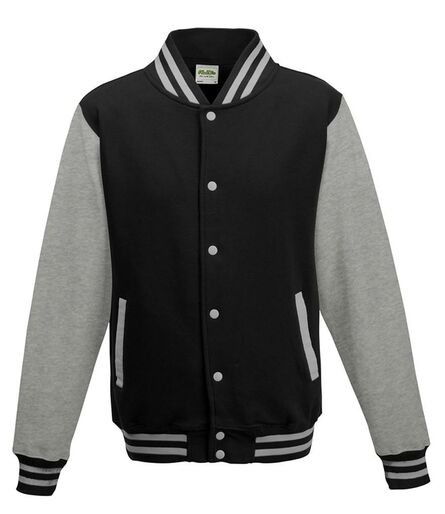 AWDis Varsity Jacket, Jet Black/Heather Grey, L, Just Hoods