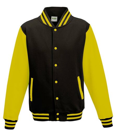 AWDis Varsity Jacket, Jet Black/Sun Yellow, L, Just Hoods