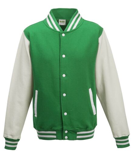 AWDis Varsity Jacket, Kelly Green/White, L, Just Hoods