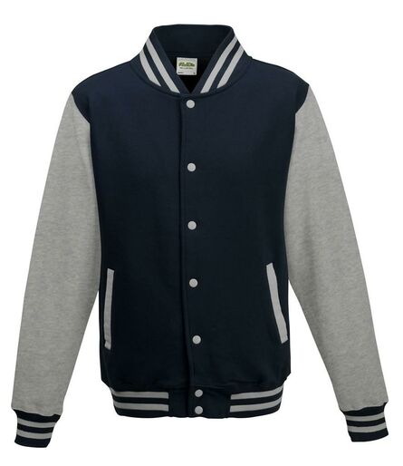 AWDis Varsity Jacket, Oxford Navy/Heather Grey, L, Just Hoods