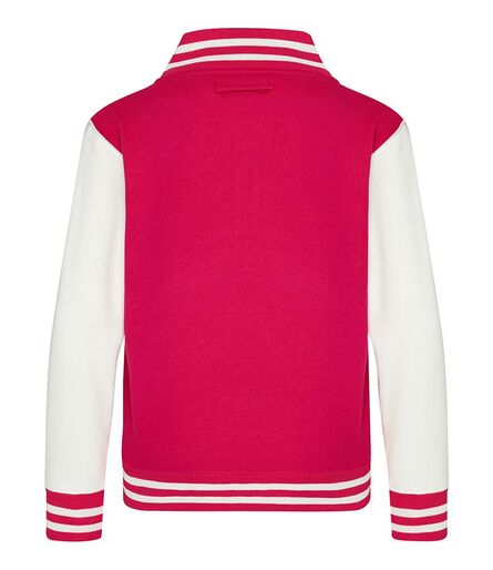 AWDis Kids Varsity Jacket, Hot Pink/White, 12-13, Just Hoods