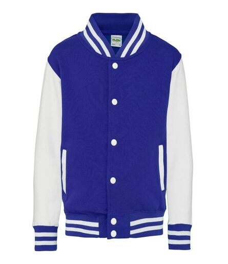 AWDis Kids Varsity Jacket, Royal Blue/White, 12-13, Just Hoods