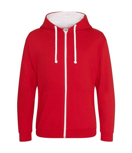 AWDis Varsity Zoodie, Fire Red/Arctic White, L, Just Hoods