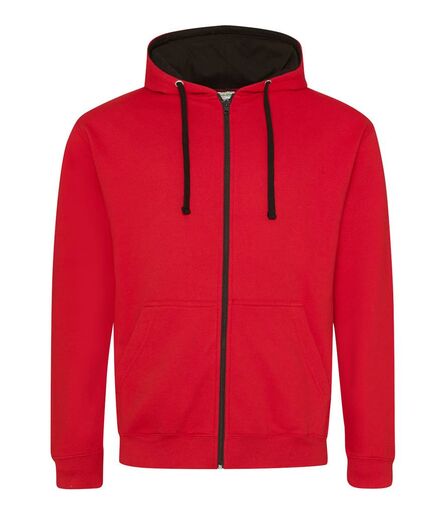 AWDis Varsity Zoodie, Fire Red/Jet Black, L, Just Hoods