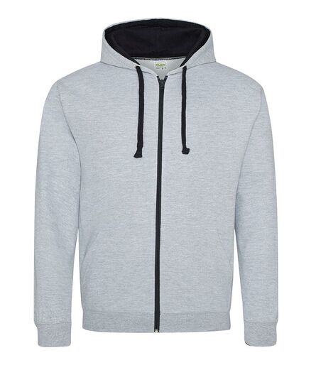 AWDis Varsity Zoodie, Heather Grey/New French Navy, L, Just Hoods
