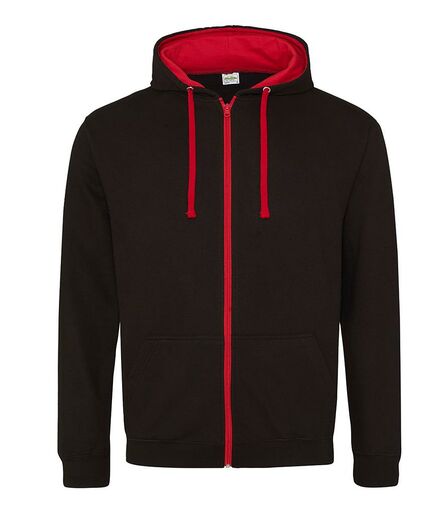 AWDis Varsity Zoodie, Jet Black/Fire Red, L, Just Hoods