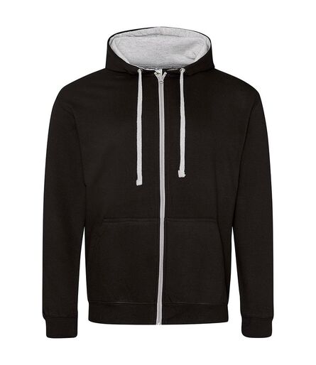 AWDis Varsity Zoodie, Jet Black/Heather Grey, L, Just Hoods