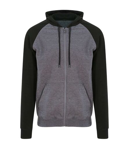 AWDis Baseball Zoodie, Charcoal/Jet Black, L, Just Hoods