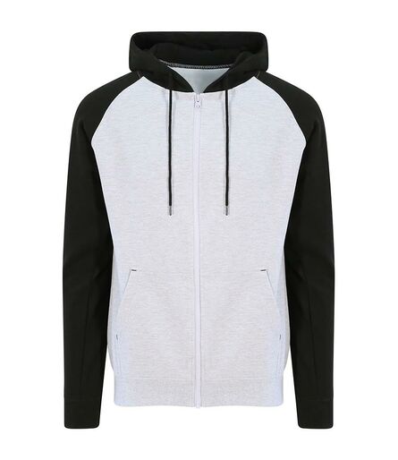 AWDis Baseball Zoodie, Heather Grey/Jet Black, L, Just Hoods