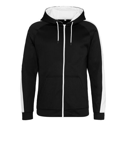 AWDis Contrast Sports Polyester Zoodie, Jet Black/Arctic White, 3XL, Just Hoods