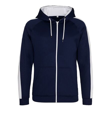 AWDis Contrast Sports Polyester Zoodie, Oxford Navy/Arctic White, 3XL, Just Hoods