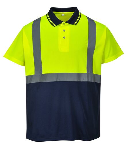 Hi-Vis Two Tone Polo Shirt, Yellow/Navy, L, Portwest