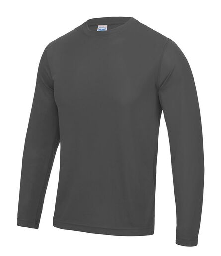AWDis Cool Long Sleeve Wicking T-Shirt, Charcoal, L, Just Cool