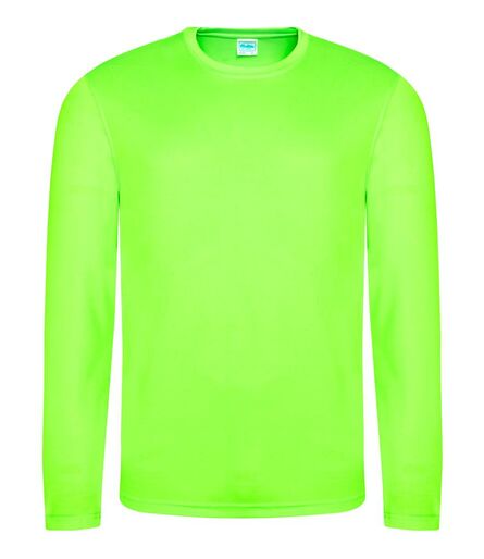 AWDis Cool Long Sleeve Wicking T-Shirt, Electric Green, L, Just Cool