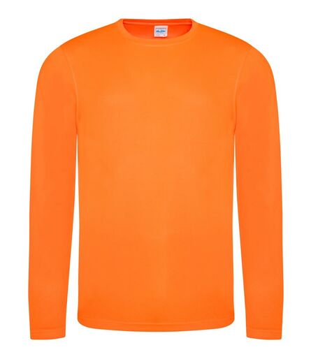 AWDis Cool Long Sleeve Wicking T-Shirt, Electric Orange, L, Just Cool