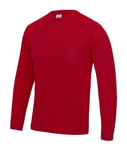 AWDis Cool Long Sleeve Wicking T-Shirt, Fire Red, L, Just Cool