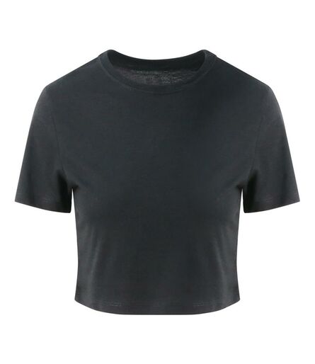 AWDis Ladies Tri-Blend Cropped T-Shirt, Solid Black, L, Just Ts