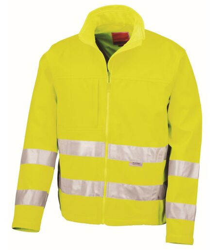 Hi-Vis Soft Shell Jacket, Fluorescent Yellow, 3XL, Result Safe-Guard