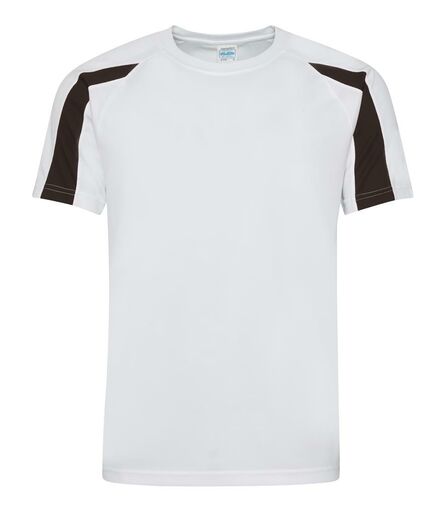 AWDis Cool Contrast Wicking T-Shirt, Arctic White/Jet Black, L, Just Cool