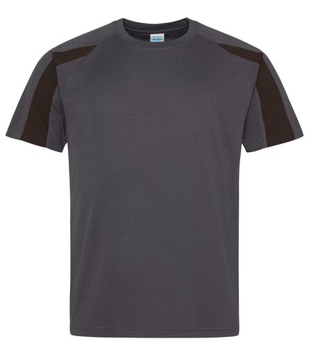 AWDis Cool Contrast Wicking T-Shirt, Charcoal/Jet Black, L, Just Cool