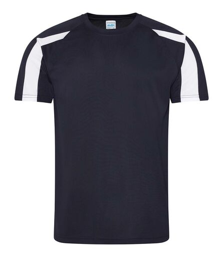 AWDis Cool Contrast Wicking T-Shirt, French Navy/Arctic White, L, Just Cool