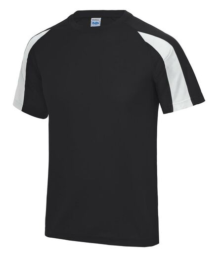 AWDis Cool Contrast Wicking T-Shirt, Jet Black/Arctic White, L, Just Cool