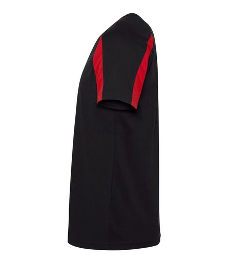 AWDis Cool Contrast Wicking T-Shirt, Jet Black/Fire Red, L, Just Cool