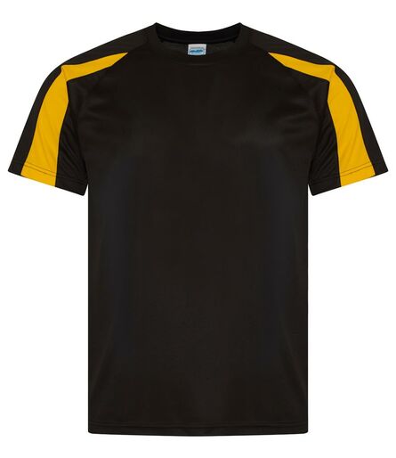 AWDis Cool Contrast Wicking T-Shirt, Jet Black/Gold, L, Just Cool