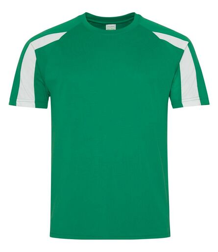 AWDis Cool Contrast Wicking T-Shirt, Kelly Green/Arctic White, L, Just Cool