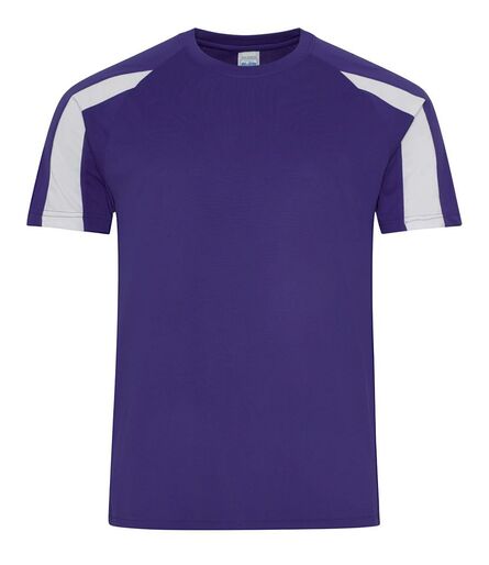 AWDis Cool Contrast Wicking T-Shirt, Purple/Arctic White, L, Just Cool