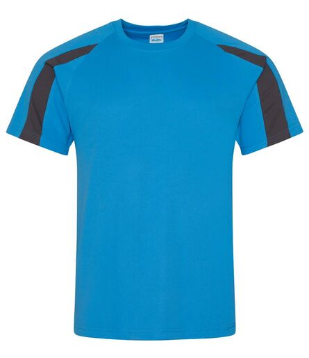 AWDis Cool Contrast Wicking T-Shirt, Sapphire Blue/Charcoal, L, Just Cool