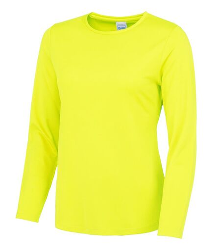 AWDis Ladies Cool Long Sleeve T-Shirt, Electric Yellow, L, Just Cool