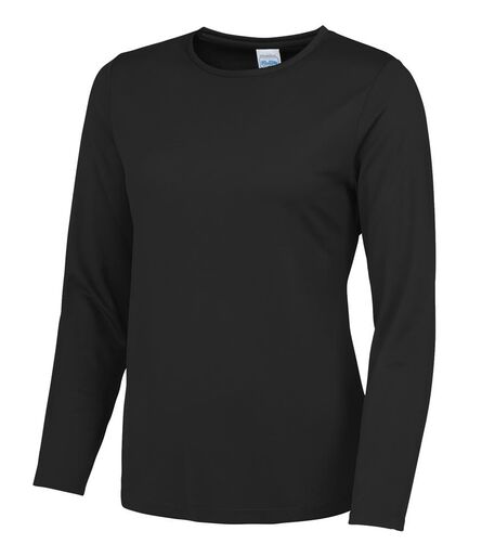 AWDis Ladies Cool Long Sleeve T-Shirt, Jet Black, L, Just Cool