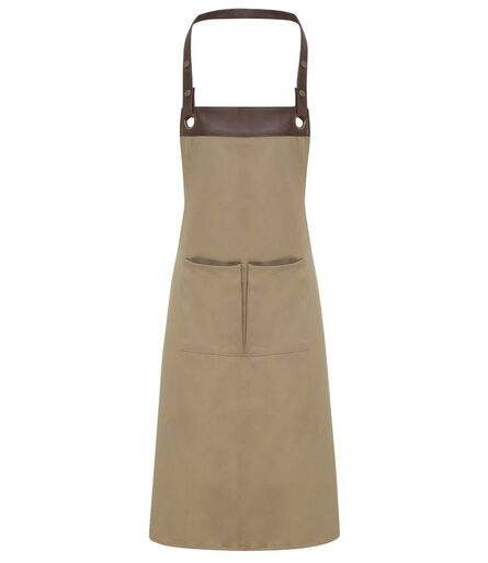 Espresso Bib Apron, Khaki/Brown, ONE, Premier