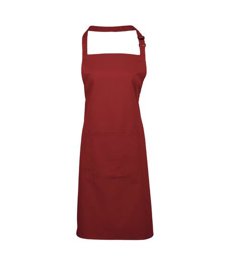 'Colours' Bib Apron with Pocket, Burgundy, ONE, Premier