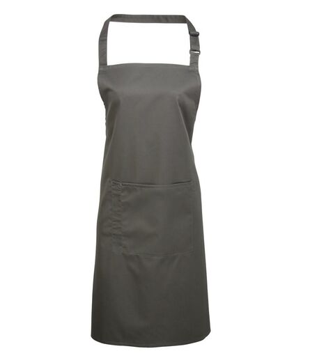 'Colours' Bib Apron with Pocket, Dark Grey, ONE, Premier