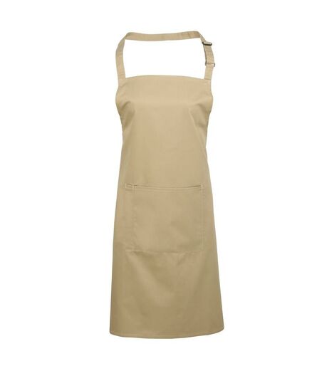 'Colours' Bib Apron with Pocket, Khaki, ONE, Premier