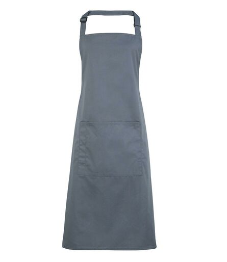 'Colours' Bib Apron with Pocket, Steel, ONE, Premier