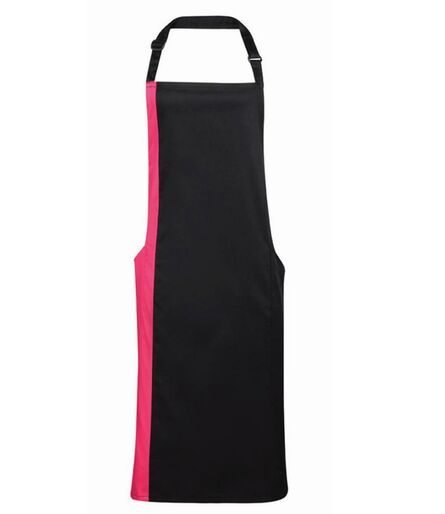 Contrast Bib Apron, Black/Hot Pink, ONE, Premier