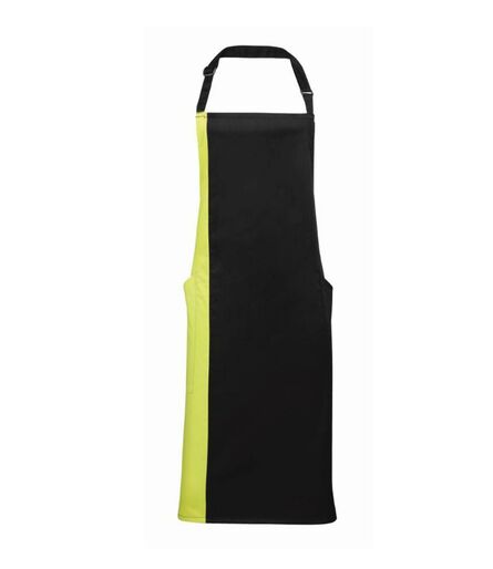 Contrast Bib Apron, Black/Lime Green, ONE, Premier