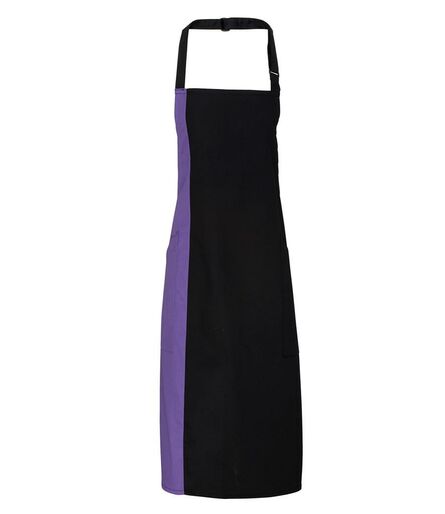Contrast Bib Apron, Black/Purple, ONE, Premier