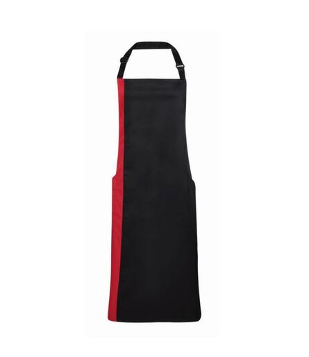 Contrast Bib Apron, Black/Red, ONE, Premier