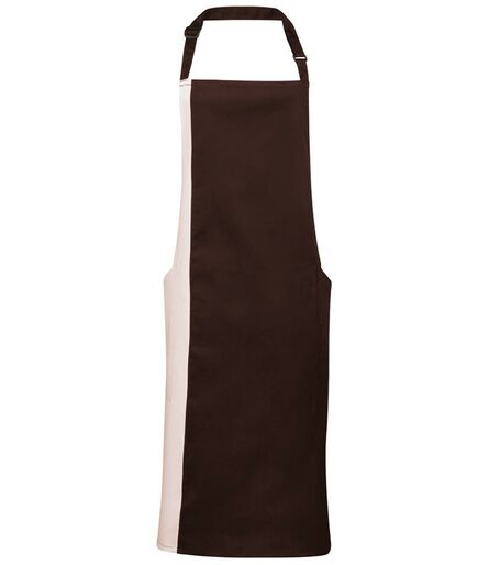 Contrast Bib Apron, Brown/Natural, ONE, Premier