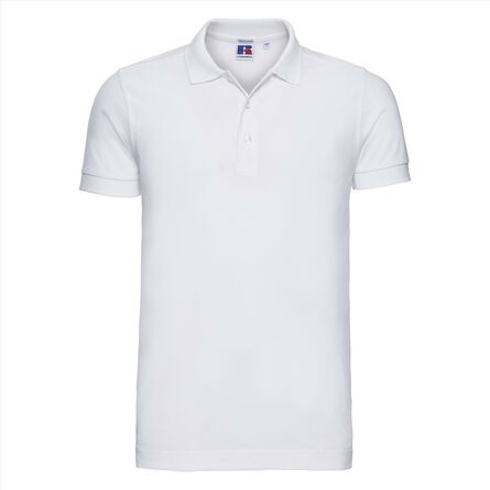 RUS Men Fitted Stretch Polo, White, S