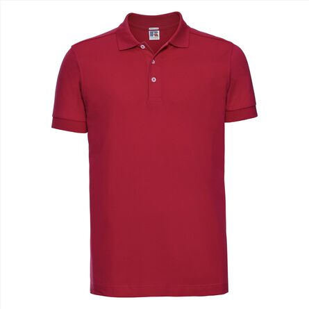 RUS Men Fitted Stretch Polo, Classic Red, S