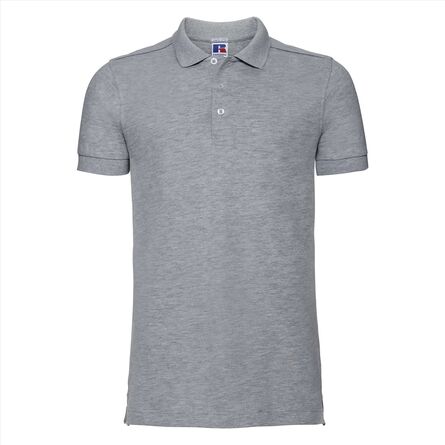RUS Men Fitted Stretch Polo, Light Oxford, S