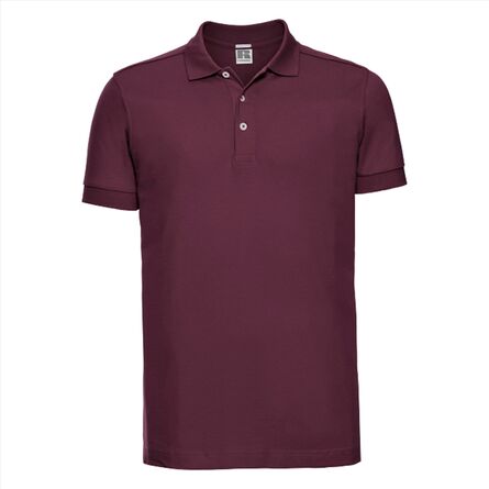 RUS Men Fitted Stretch Polo, Burgundy, S