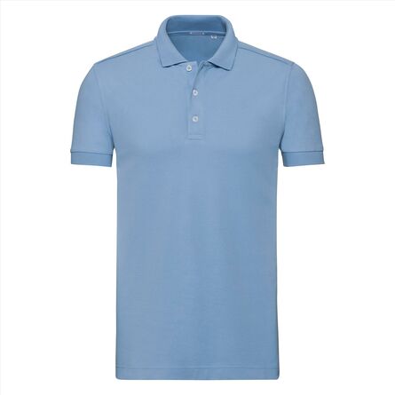 RUS Men Fitted Stretch Polo, Sky Blue, S