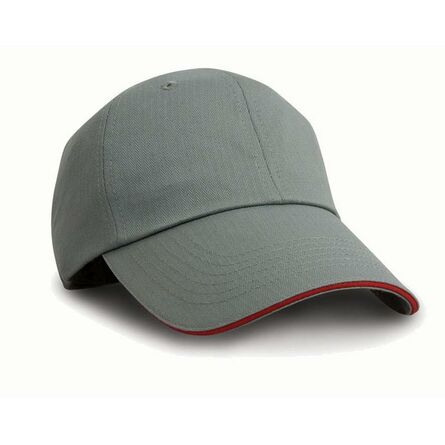 Result Herringbone Cap, Grey/Red, ONE, Result Headwear