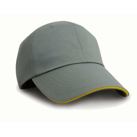 Result Herringbone Cap, Grey/Yellow, ONE, Result Headwear